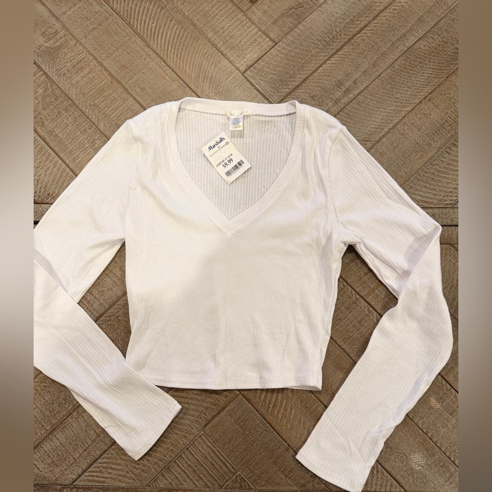 Bozzolo Off-White Ribbed Long Sleeve Top